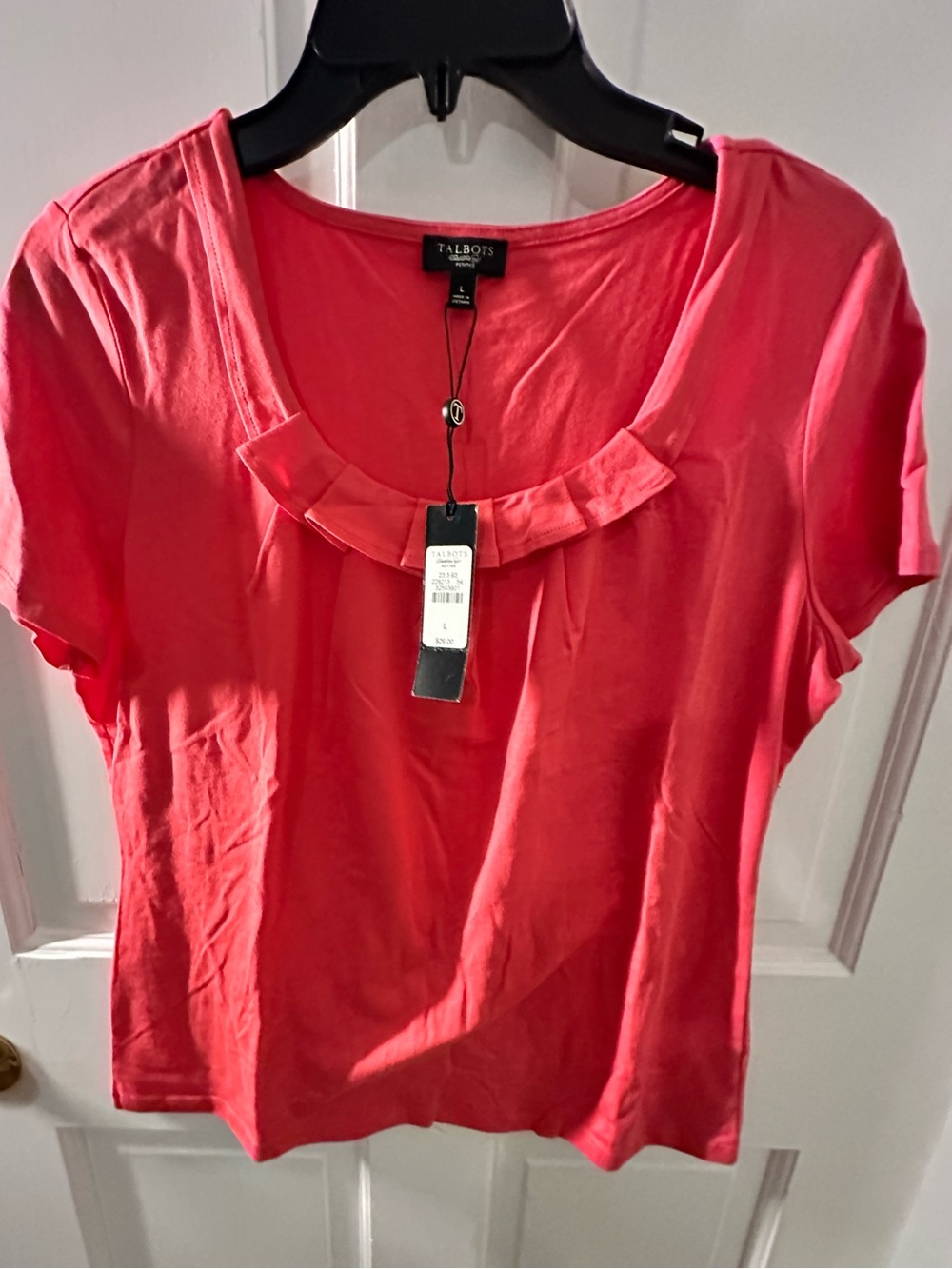 Talbots Pink Short-Sleeve Ruffle Scoop Neck Tee